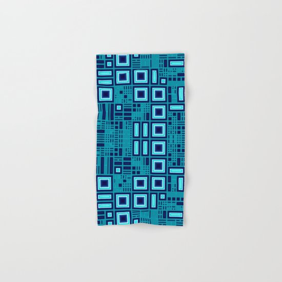 Blue digital geometric abstraction Hand & Bath Towel