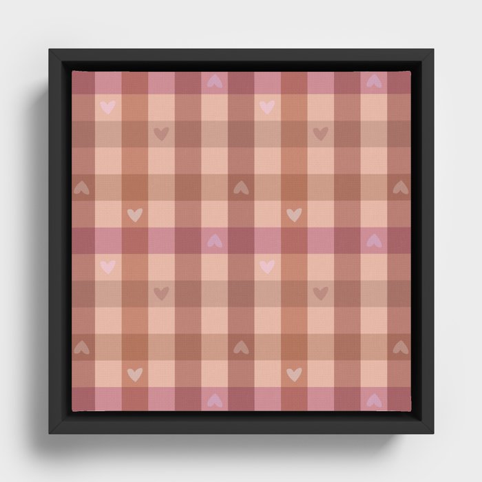Love check in earthy hues Framed Canvas