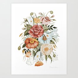 Roses and Poppies Art Print
