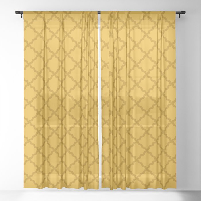 Golden Harvest Diamond Grid Sheer, Harvest Gold Shower Curtain