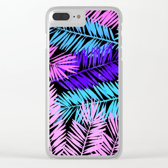 Colorful Tropical Palm Leaves Clear iPhone Case
