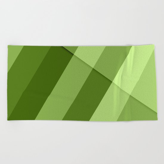 Greenery modern geometric lines Beach Towel