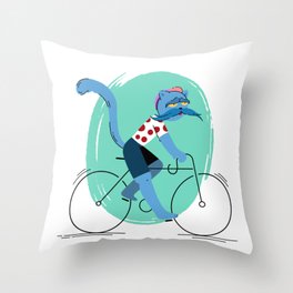 Cat cyclist Throw Pillow