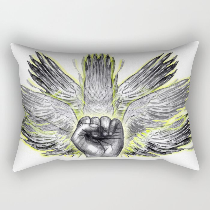 surreal winged hand mystical Feathered animal  Rectangular Pillow
