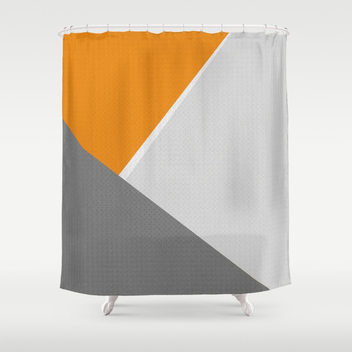 orange and gray shower curtain