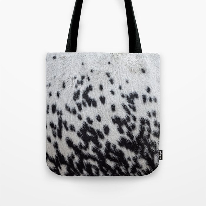 Black and White Cow Skin Print Pattern Modern, Cowhide Faux Leather Tote Bag