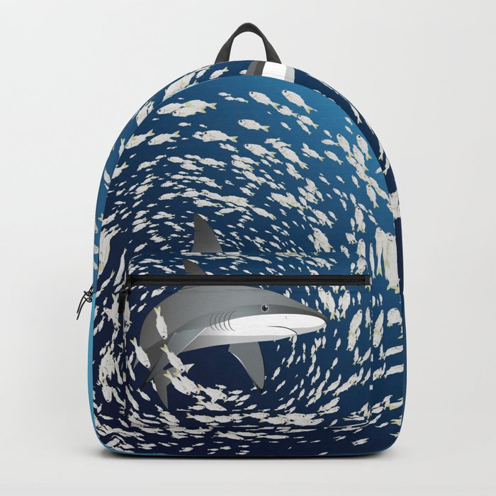 Reef shark and school of fish Backpack