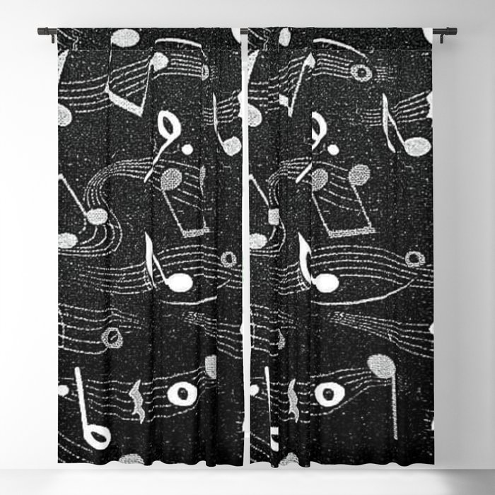 Musical Notes black and white textile photograph Blackout Curtain