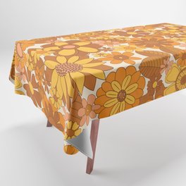 70s Retro Wallpaper Anna- Cream Orange Yellow Brown Tablecloth