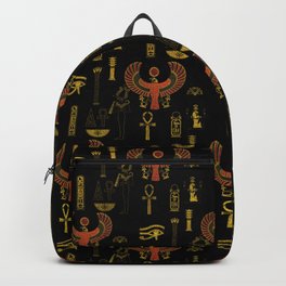 Horus Falcon  and Egyptian hieroglyphs pattern Backpack