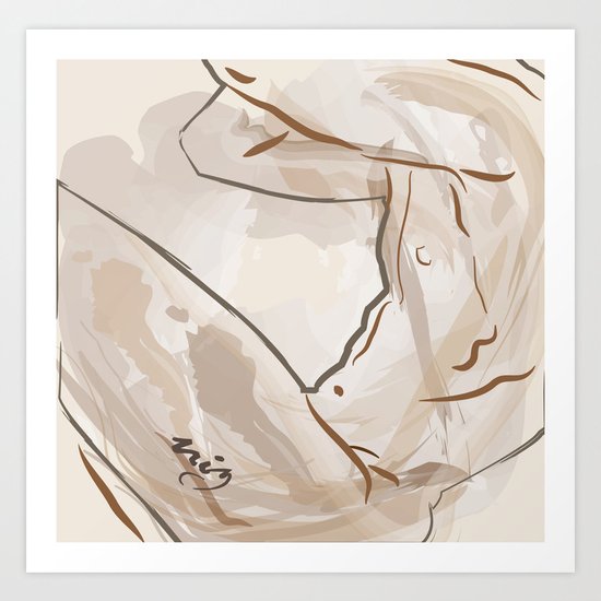Watercolor nude Art Print