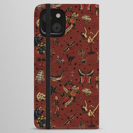 Retro tattoo, sailor tattoos, pin up, rockabilly red iPhone Wallet Case