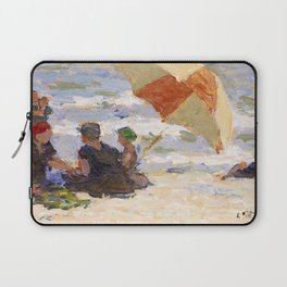 Bathers with Striped Umbrella, 1920 by Edward Henry Potthast Laptop Sleeve