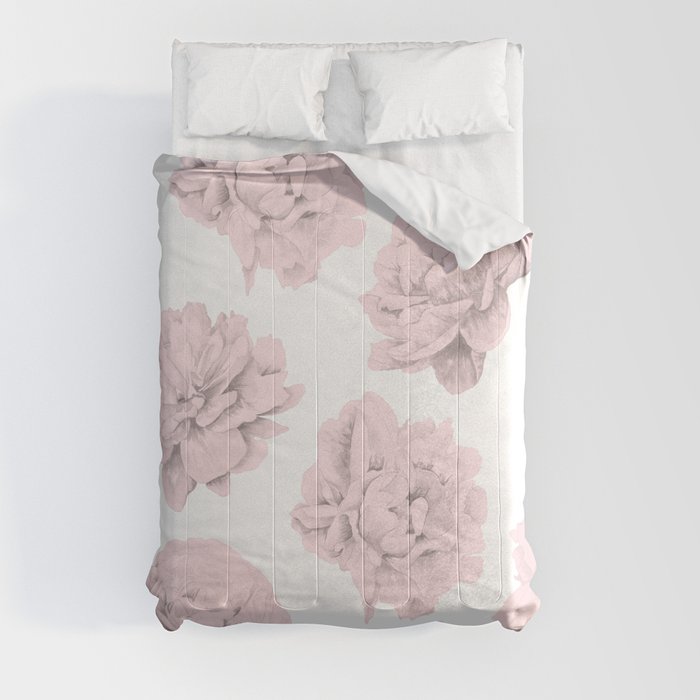 Simply Roses in Pink Flamingo Pink on White Comforter