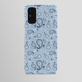 Black and White Paisley Pattern on Pale Blue Background Android Case