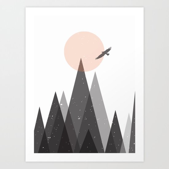 Eagle and mountains Art Print
