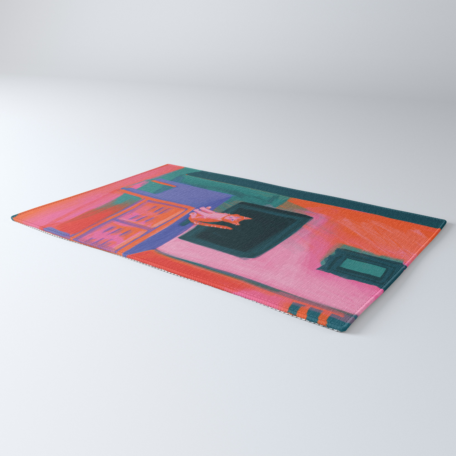 Cat In Front Of Tv Rug By Loreta Society6