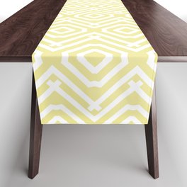 Yellow and White Vertical Stripe Diamond Pattern Coloro 2022 S/S Trending Colour Butter 040-86-20 Table Runner