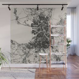 Russia, Saint Petersburg Map - Black and White Wall Mural