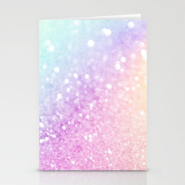 Pretty Pastel Colorful Glitter Bokeh Gradient Stationery Cards