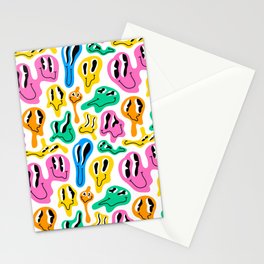 Funny melted smiling happy face colorful cartoon seamless pattern Stationery Card