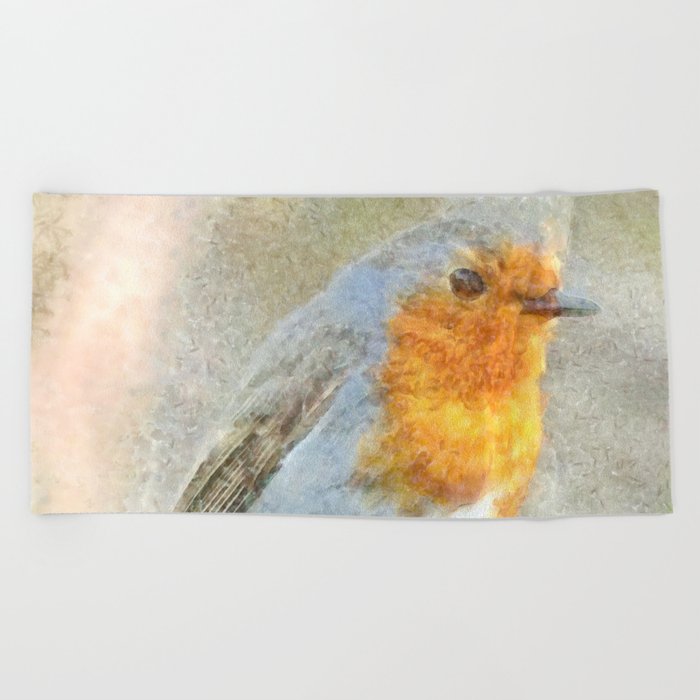 The Robin Is A Gabriel Watercolor Beach Towel