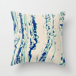 White Magma Muse - liquid marble waves Throw Pillow