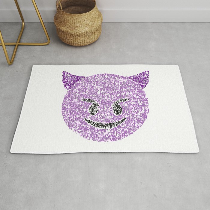 Emoji Calligraphy Art :Smiling face with horns Rug