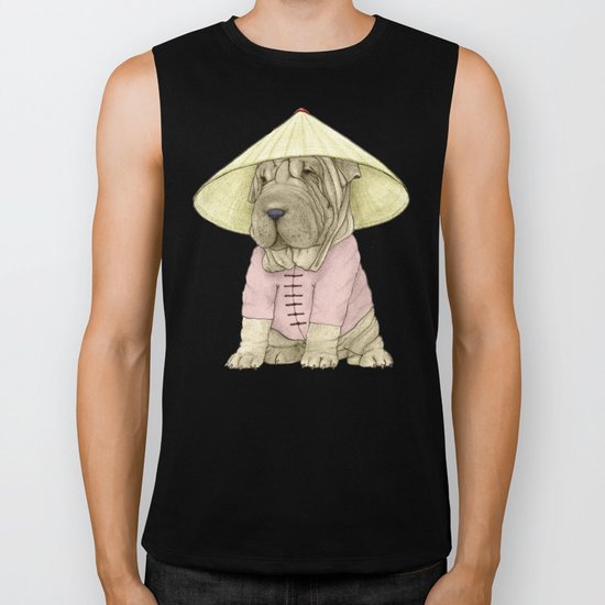 Shar Pei on the Great Wall (China) Biker Tank