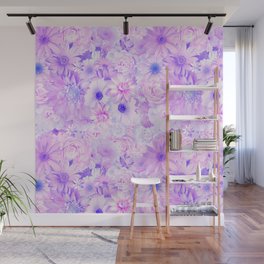 pink purple floral bouquet aesthetic array Wall Mural