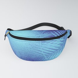 Turquoise Teal Elegant Blue Palm Leaves Fanny Pack