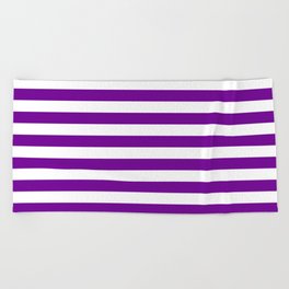 Medium Violet and White Stripes | Horizontal Medium Stripes | Beach Towel