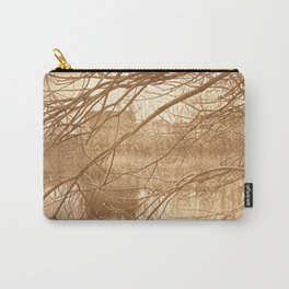 House by the River_brown version_brown vintage style landscape Van Dyke print Carry-All Pouch | Beige, Rustic, Photo, Farmhouse, Country, Vandyke, River, Vintage, Cottage, Aesthetic 