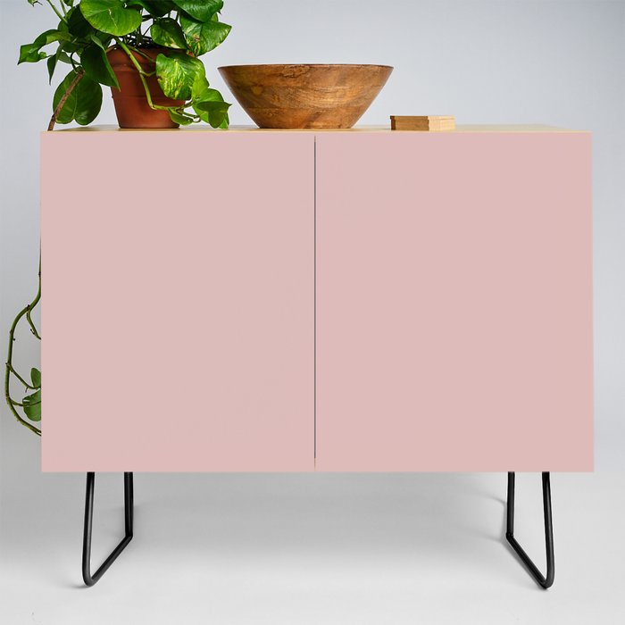 Sandy Pastel Pink Solid Color Pairs PPG Rose Hip PPG1055-3 - All One Single Shade Hue Colour Credenza