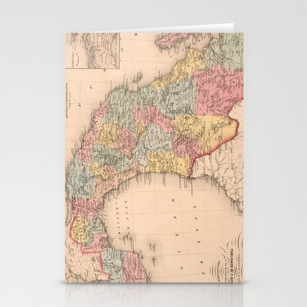 Vintage Map of Mexico (1859) Stationery Cards