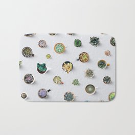 Coffee time. Cactus and succulents pattern Bath Mat