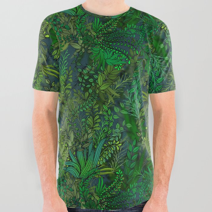 Botcanical Green Water Garden All Over Graphic Tee