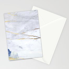 blue golden white marble  Stationery Card