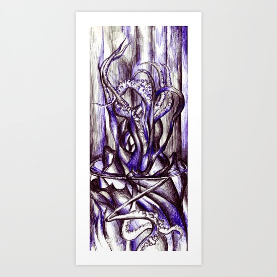 Squid on a desk Art Print