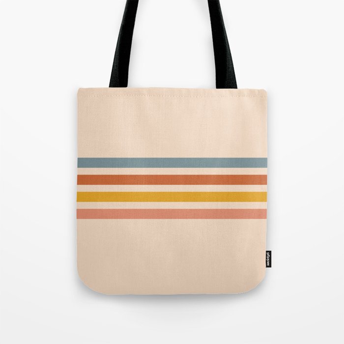 Soft Beige Color & Stripes Tote Bag