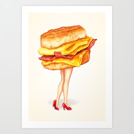 Bacon Egg & Cheese Pin-Up Art Print