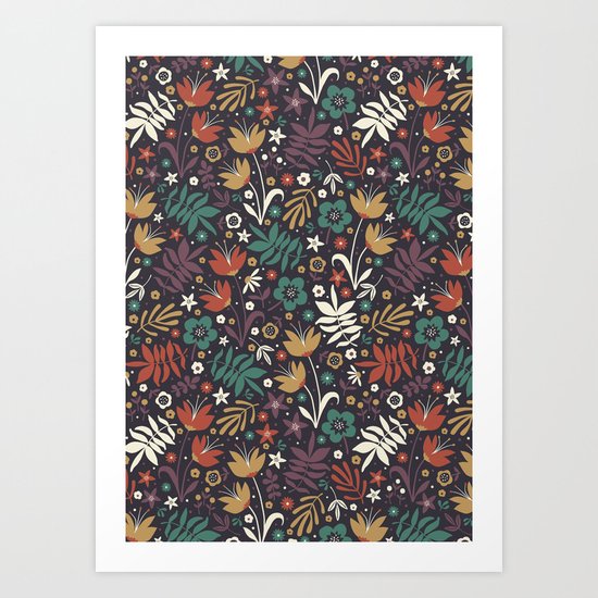 Midnight Florals Art Print