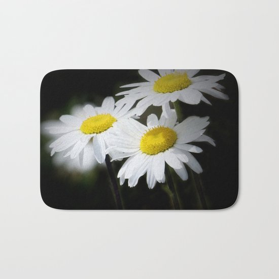 daisies on black Bath Mat