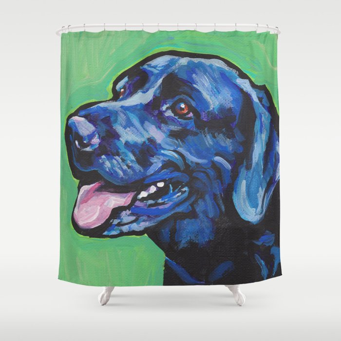 Black Lab Labrador Retriever Fun Dog Bright Colorful Pop Art Painting By Lea Shower Curtain By Wilddogs Society6