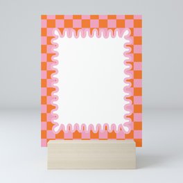 90s Checkerboard - Orange 3 Mini Art Print