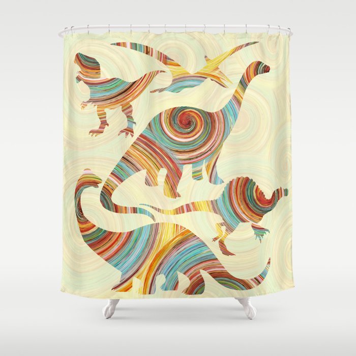 Vibrant Dinosaurs Shower Curtain