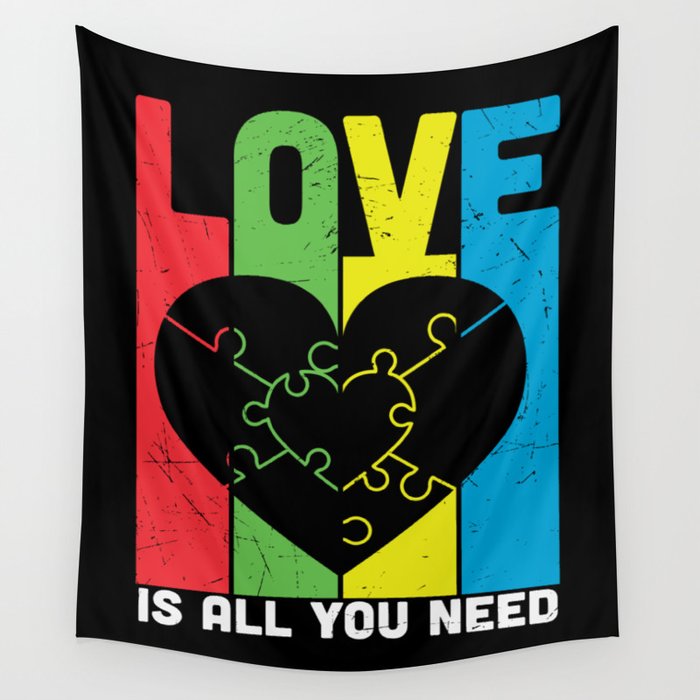 Love Is All You Need Autism Awareness Wall Tapestry