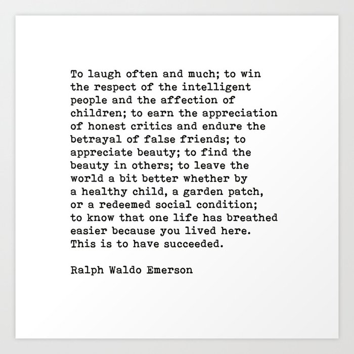 To Laugh Often And Much Ralph Waldo Emerson Quote Motivational Quote Art Print