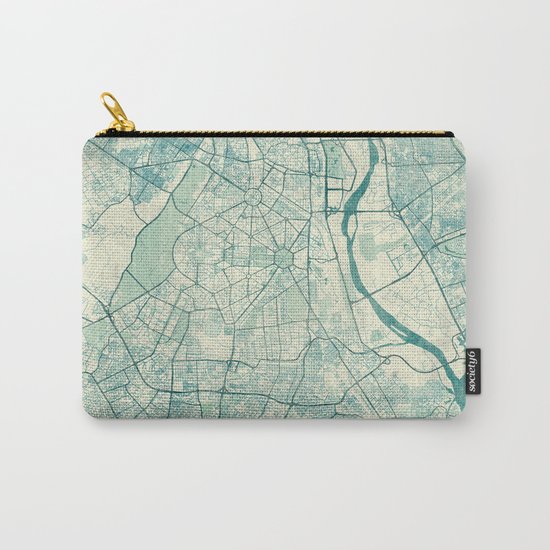 Delhi Map Blue Vintage Carry-All Pouch