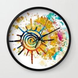 Rising Sun Colorful Symbol Art by Sharon Cummings Wall Clock